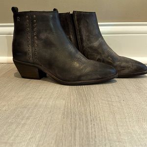 Like new Roan Side Zip Leather Stud Booties dark  Brown Women's Size 8.5